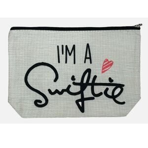 NWT I'm A Swiftie Taylor Swift Woven Off-White Zipper Closure Makeup Travel Bag
